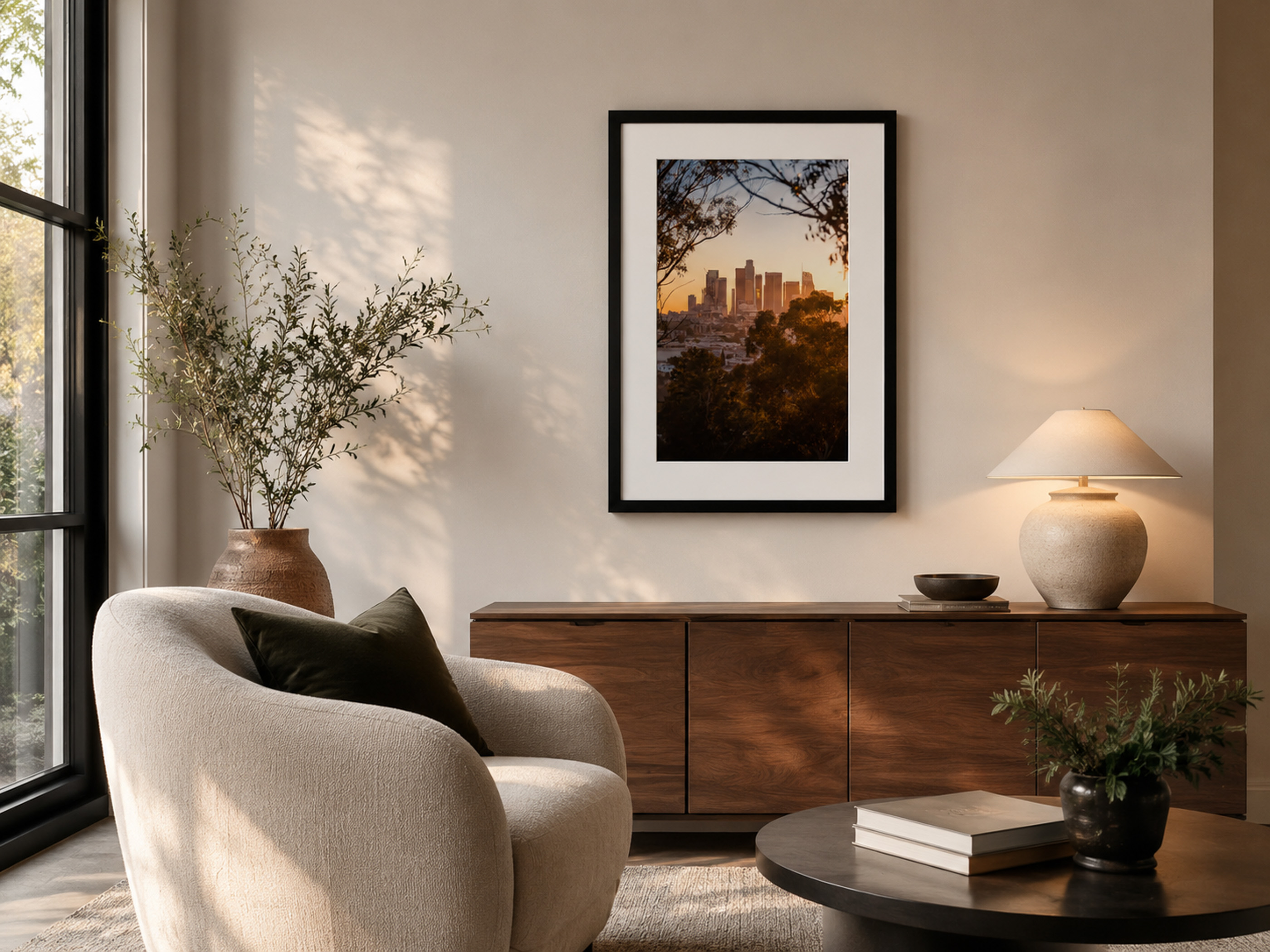 Echos of Los Angeles fine art print displayed in a room