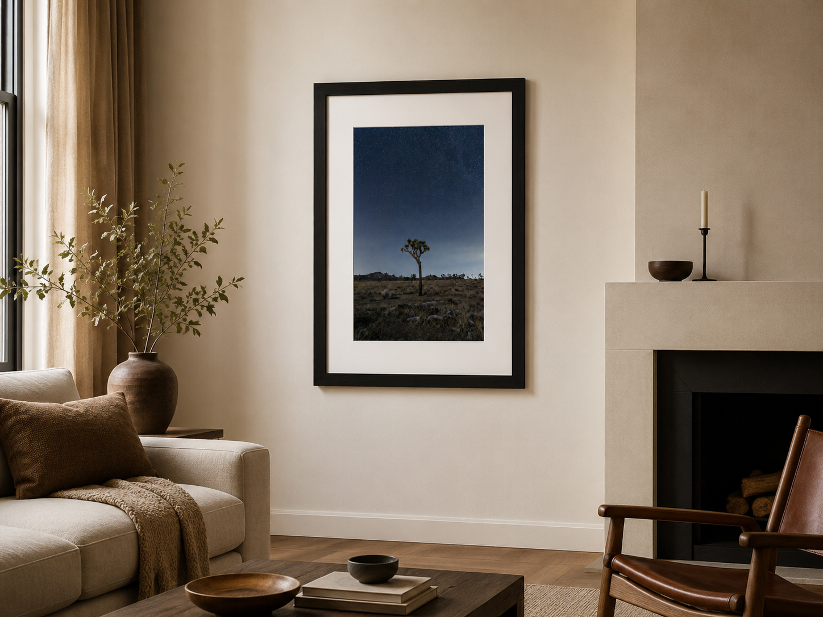 Nocturne fine art print displayed in a room